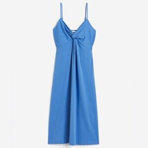 H&M Twist-detail Dress Midi Length Sleeveless Size Small Women Blue